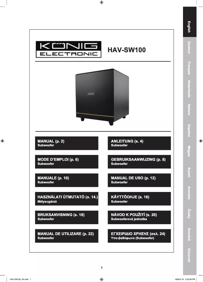 Page n°1 - Manuel utilisateur Konig HAV-SW100