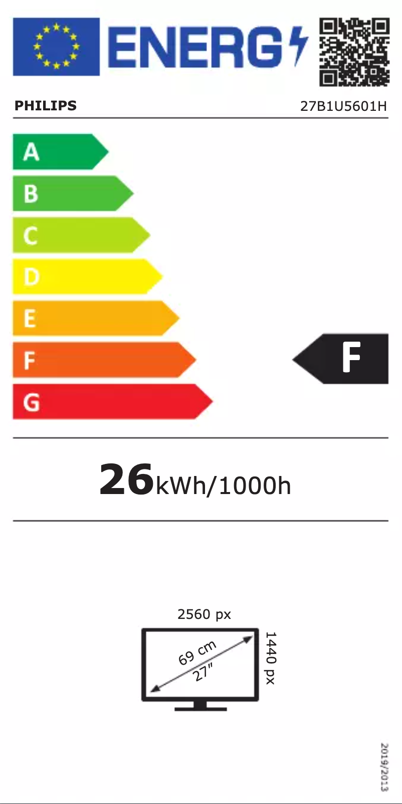 Page n°1 - Label énergétique Philips 27B1U5601H