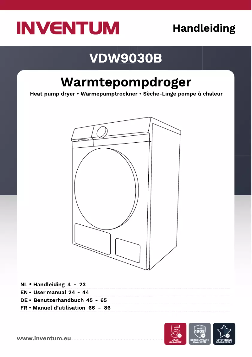 Image de la première page du manuel de l'appareil VDW9030B