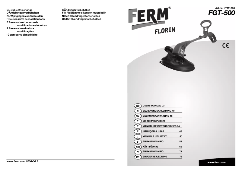 Page 1 de la notice Manuel utilisateur Ferm LTM1006