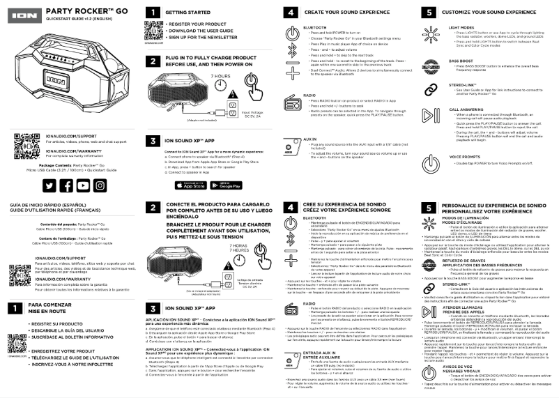 Page n°1 - Guide de démarrage rapide ION Party Rocker Go