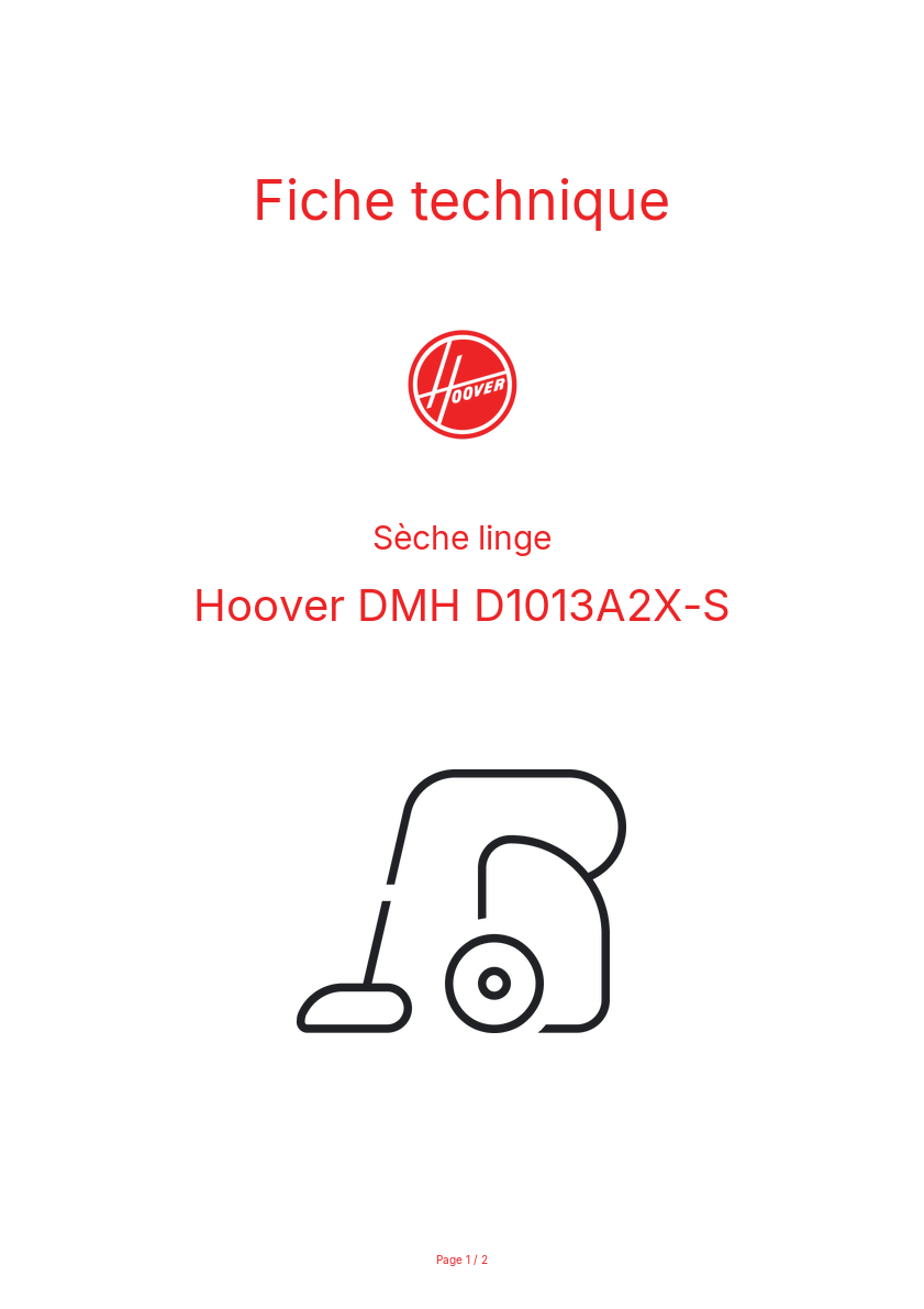 Image de la première page du manuel de l'appareil DMH D1013A2X-S
