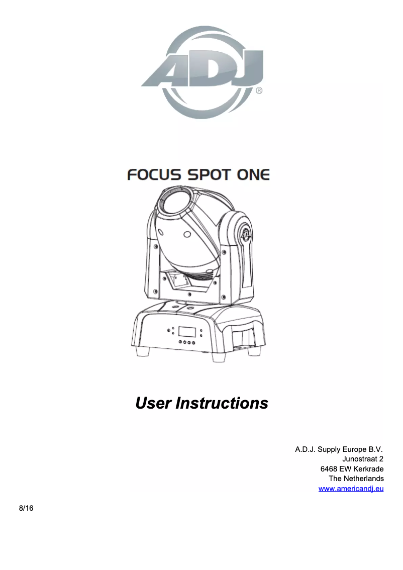 Page 1 de la notice Manuel utilisateur Adj Focus Spot One