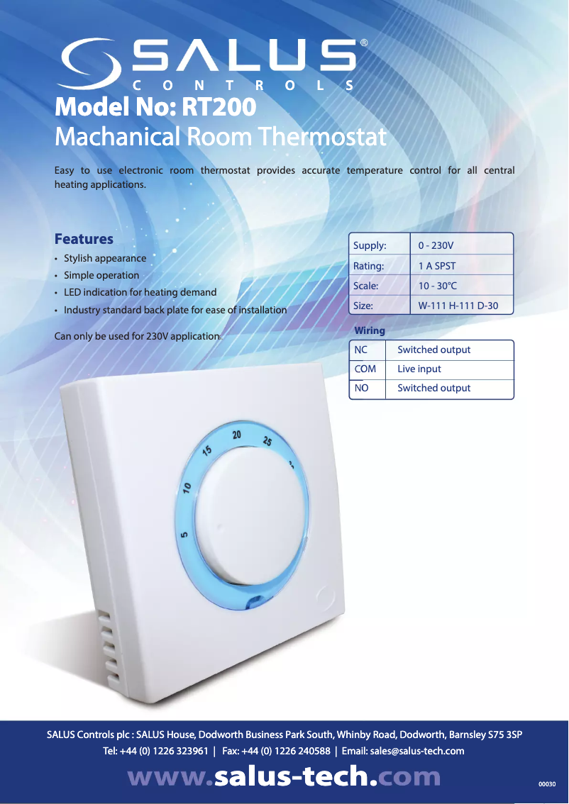 Imagen de la primera página del manual del dispositivo RT200