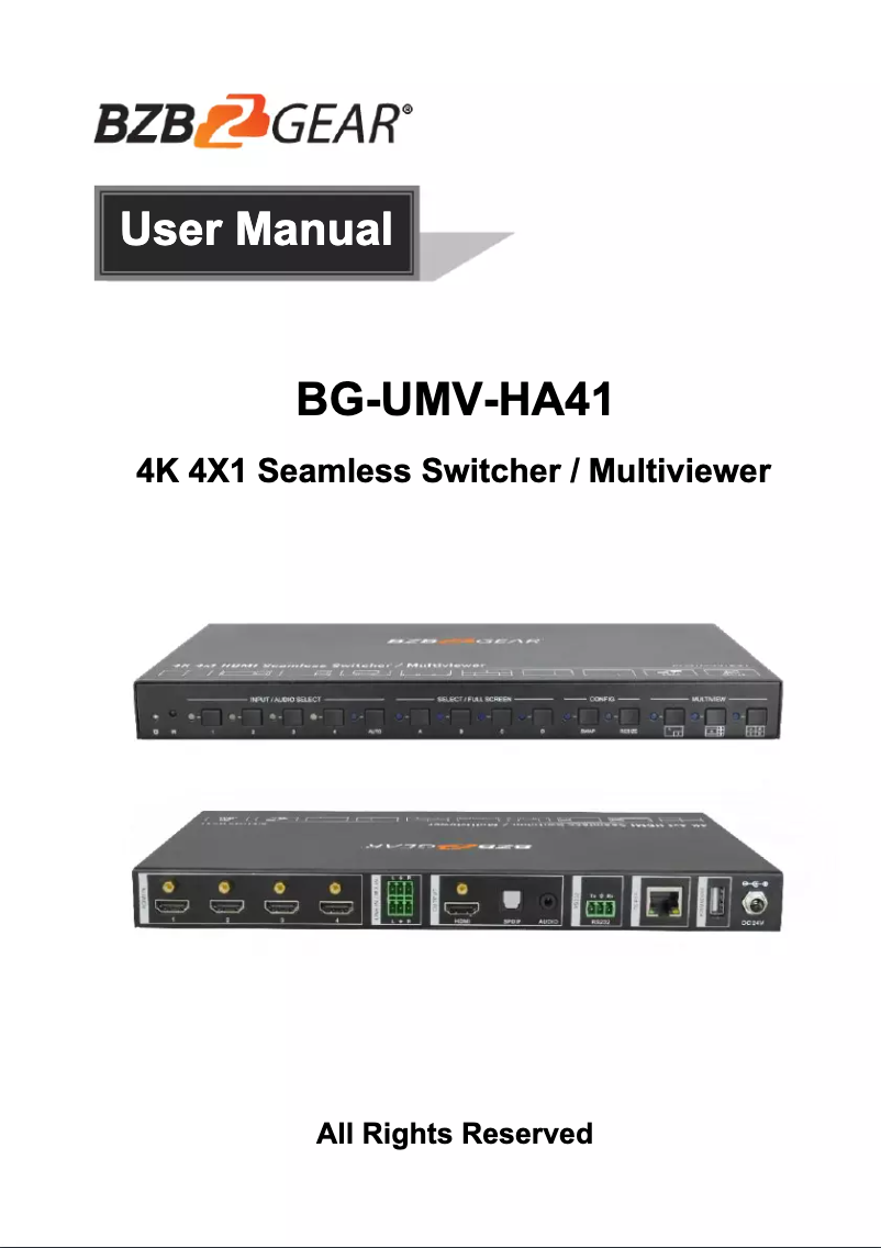 Page 1 de la notice Manuel utilisateur BZBGear BG-UHD-44M