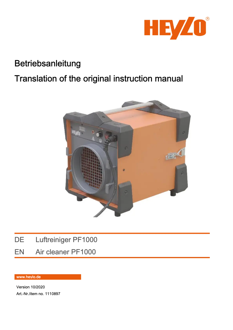 Page n°1 - Manuel utilisateur Heylo PF1000