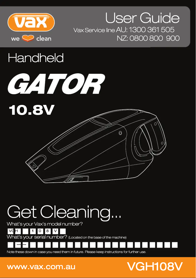 Page n°1 - Manuel utilisateur Vax Gator 10.8V VGH108V