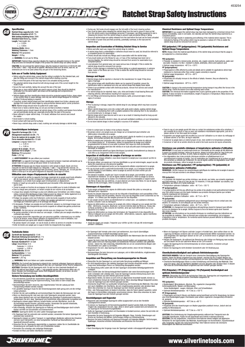 Page n°1 - Manuel utilisateur Silverline 453254