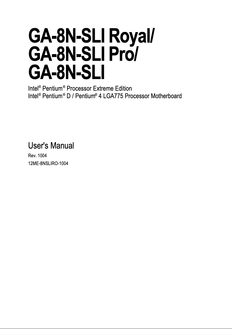 Page n°1 - Manuel utilisateur Gigabyte GA-8N-SLI Pro