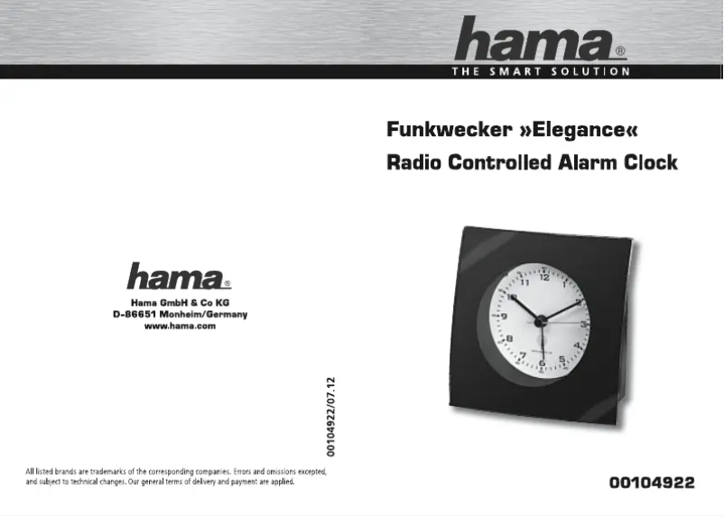 Page 1 de la notice Manuel utilisateur Hama 104922 Elegance