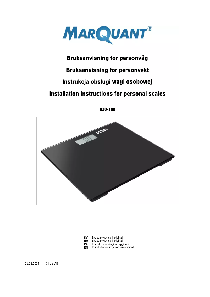 Page n°1 - Manuel utilisateur Marquant 820-188