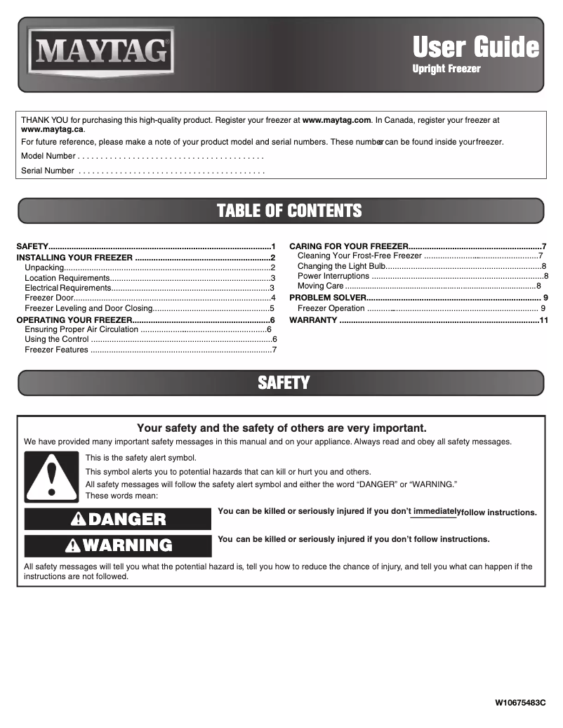 Page 1 de la notice Manuel d'utilisation et d'entretien Maytag MZF34X18F