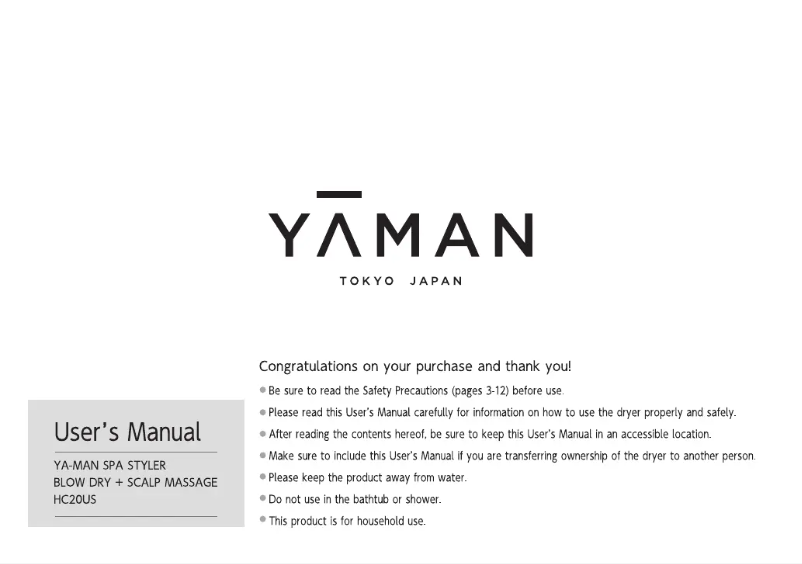 Page 1 de la notice Manuel utilisateur YA-MAN Blow Dry + Scalp Massage