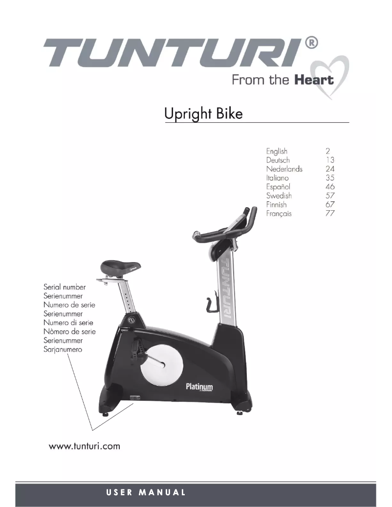 Page n°1 - Manuel utilisateur Tunturi Platinum Upright