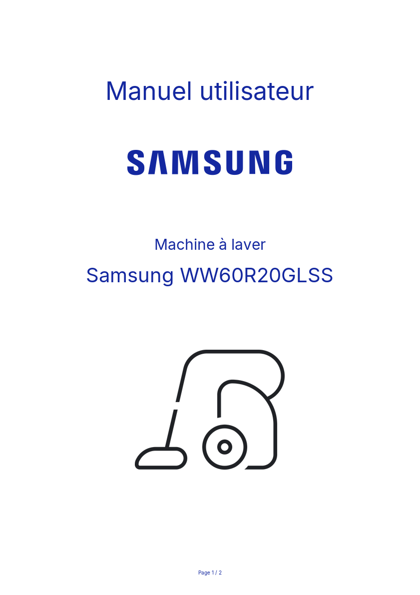 Page n°1 - Manuel utilisateur Samsung WW60R20GLSS
