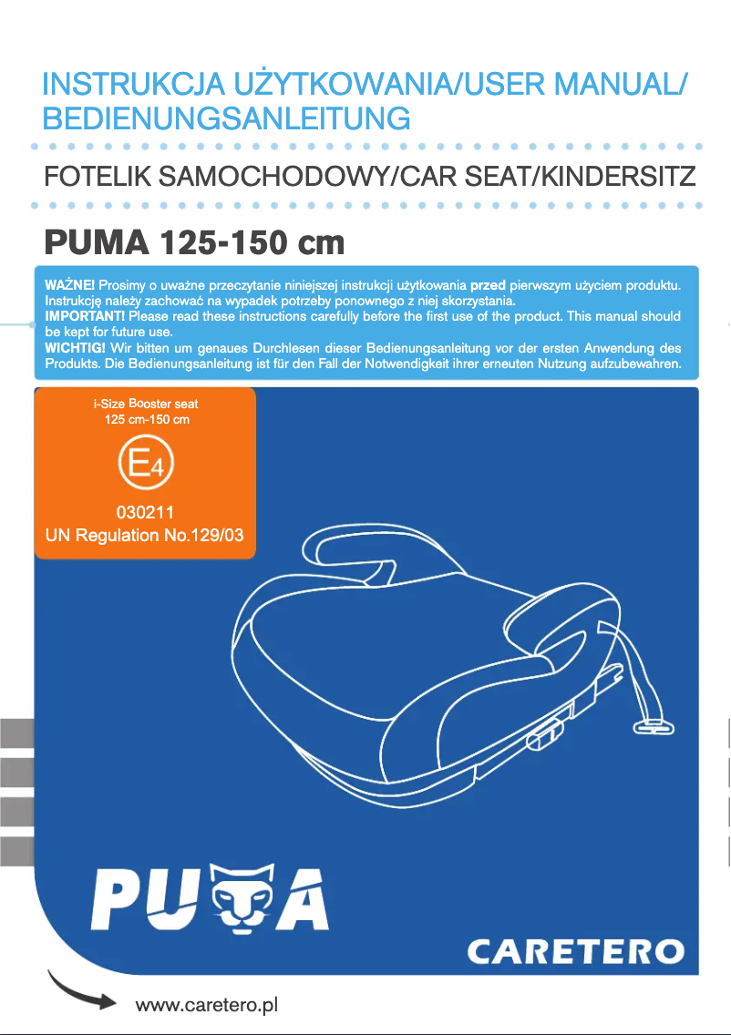 Page n°1 - Manuel utilisateur Caretero Puma i-Size