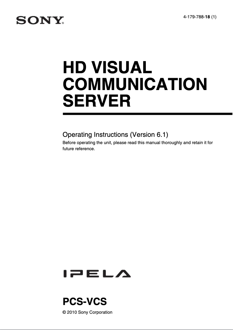 Image de la première page du manuel de l'appareil PCS-VCS