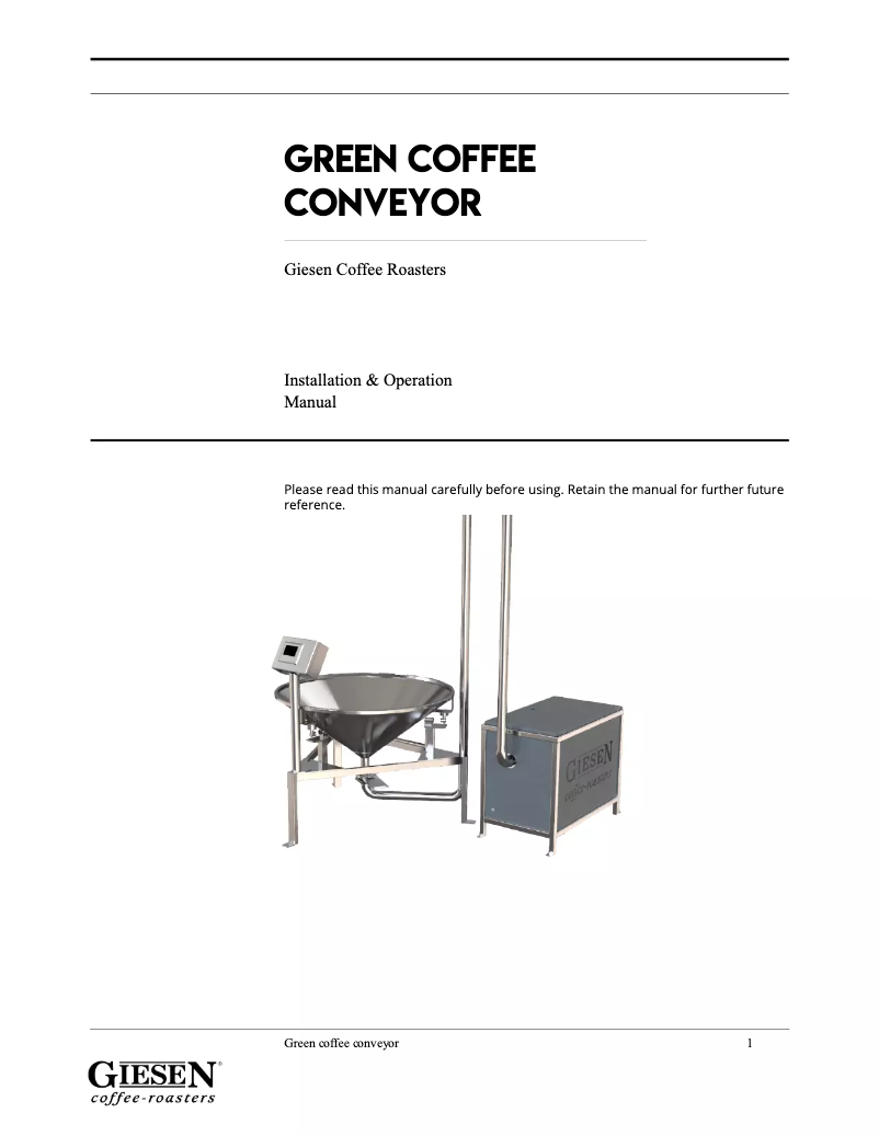 Page n°1 - Manuel utilisateur Giesen Coffee Roasters GCC15