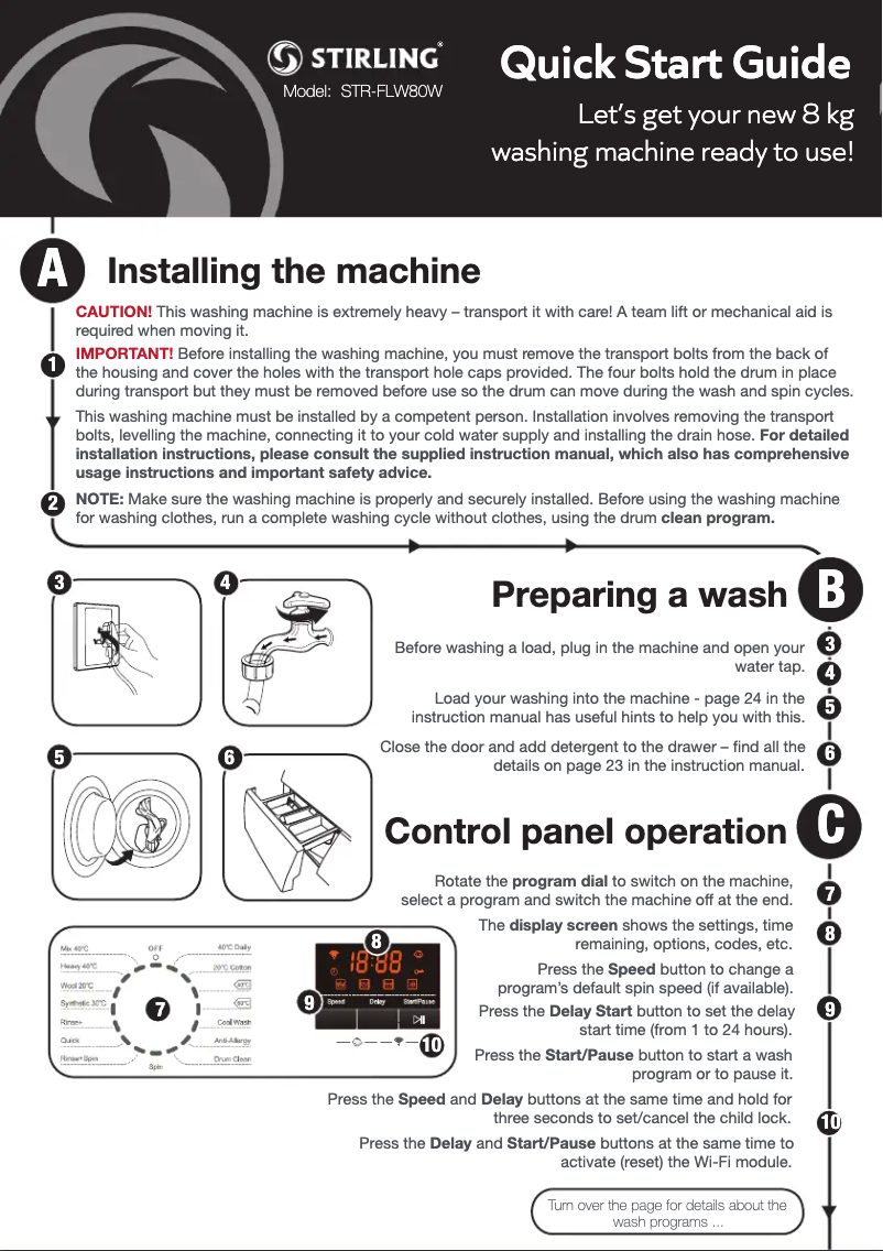 Page n°1 - Guide de démarrage rapide Stirling STR-FLW80W