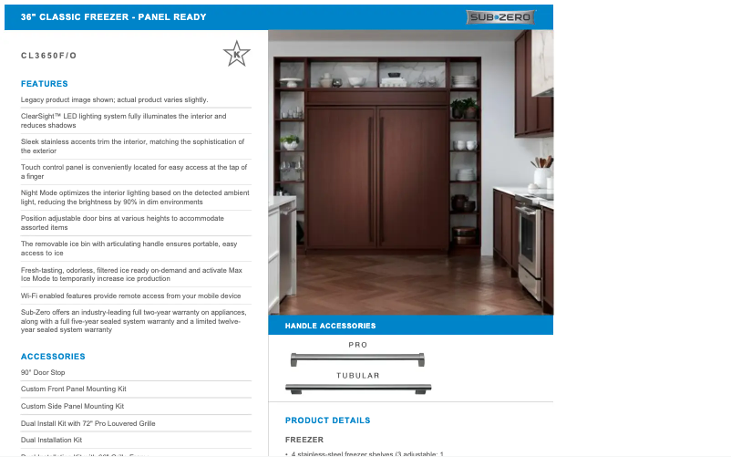 Page n°1 - Manuel utilisateur Sub-Zero CL3650F/O