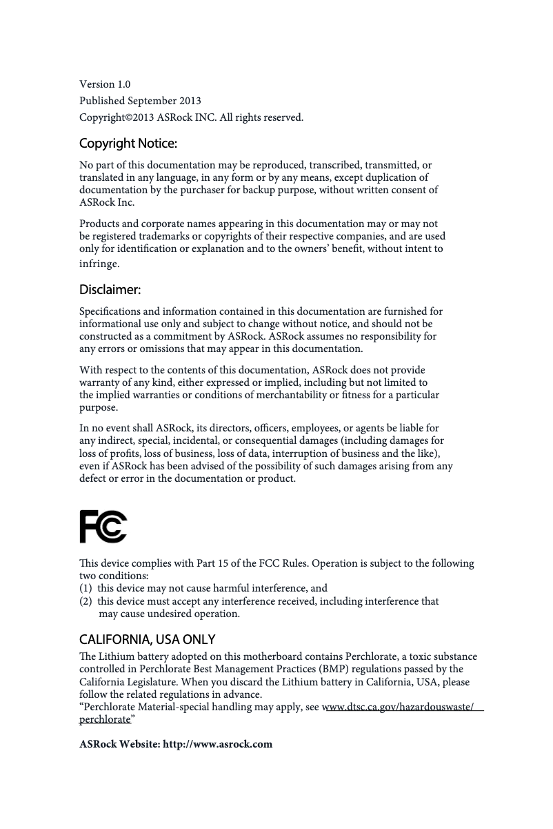 Page 1 de la notice Manuel utilisateur Asrock FM2A55M-HD+