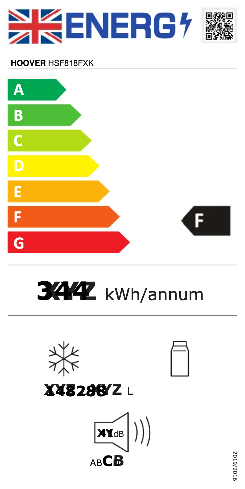 Página 1 del manual Etiqueta energética Hoover HSF818FXK