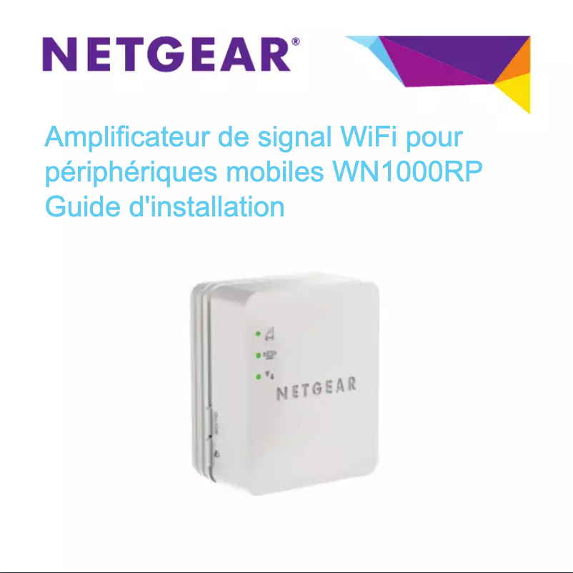 Page 1 de la notice Guide d'installation Netgear WN1000RP
