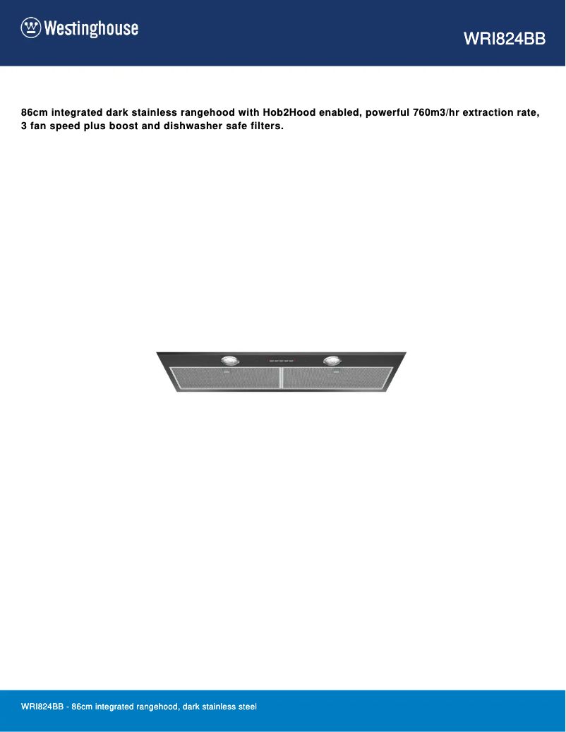 Page n°1 - Fiche technique Westinghouse WRI824BB
