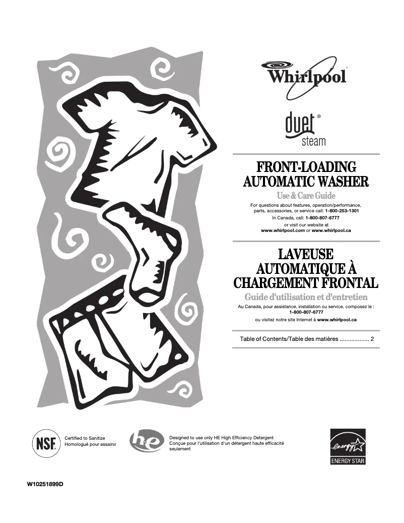 Page n°1 - Manuel utilisateur Whirlpool WFW9550WL