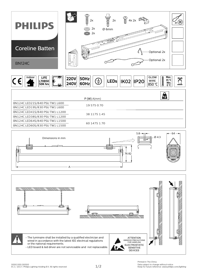Page 1 de la notice Manuel utilisateur Philips BN124C