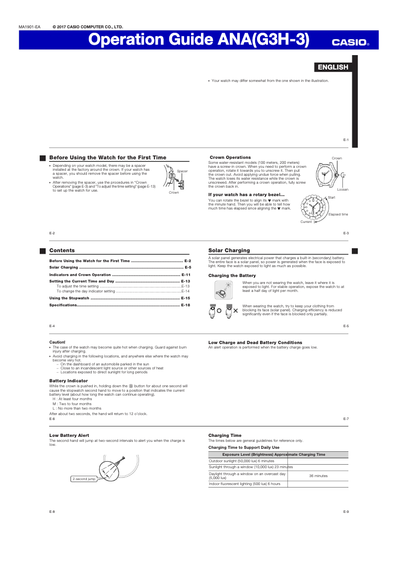 Page 1 de la notice Manuel utilisateur Casio Edifice EFS-S550PB-1AVUEF