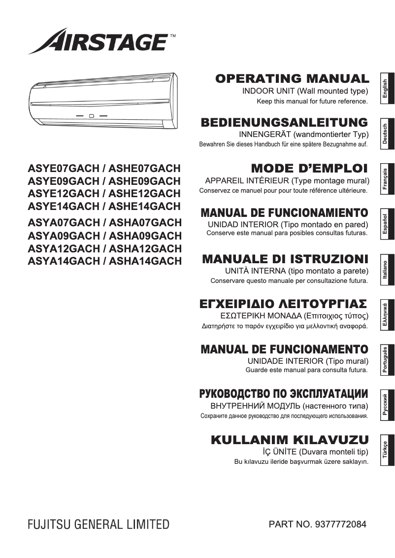 Page 1 de la notice Manuel utilisateur Fujitsu ASYE09GACH
