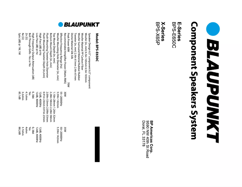 Page n°1 - Manuel utilisateur Blaupunkt BPS-X65P