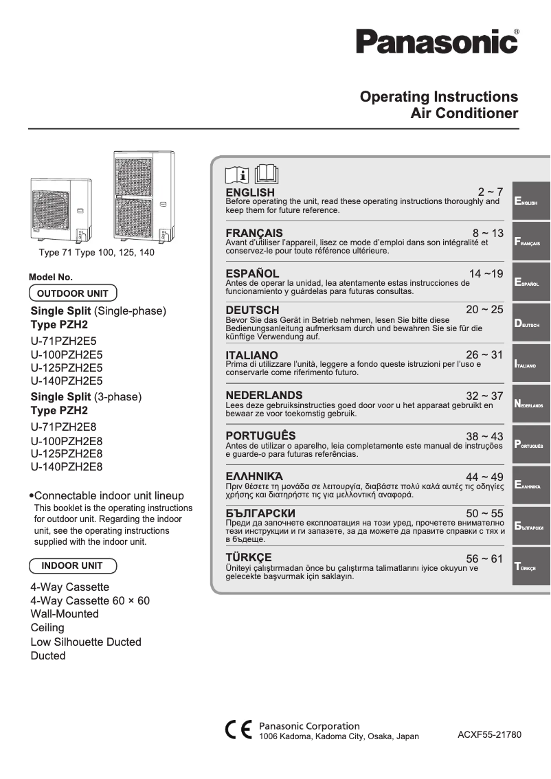 Página 1 del manual Manual de usuario Panasonic U-71PZH2E8