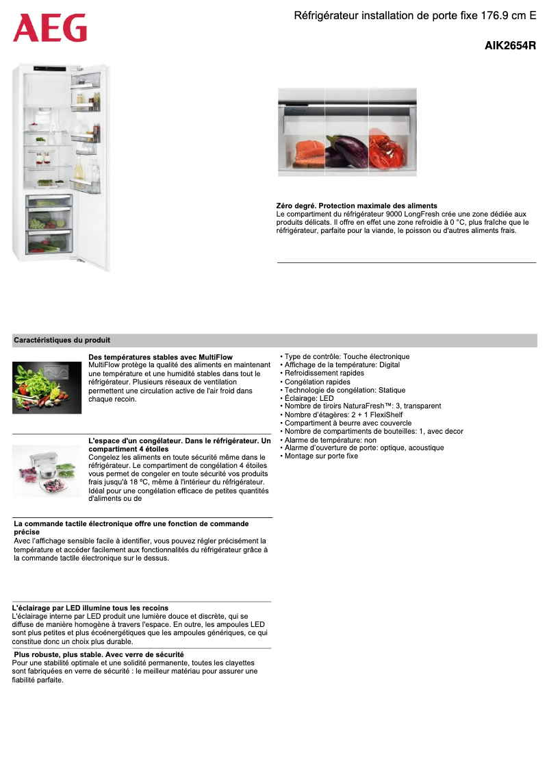 Página 1 del manual Ficha técnica AEG AIK2654R