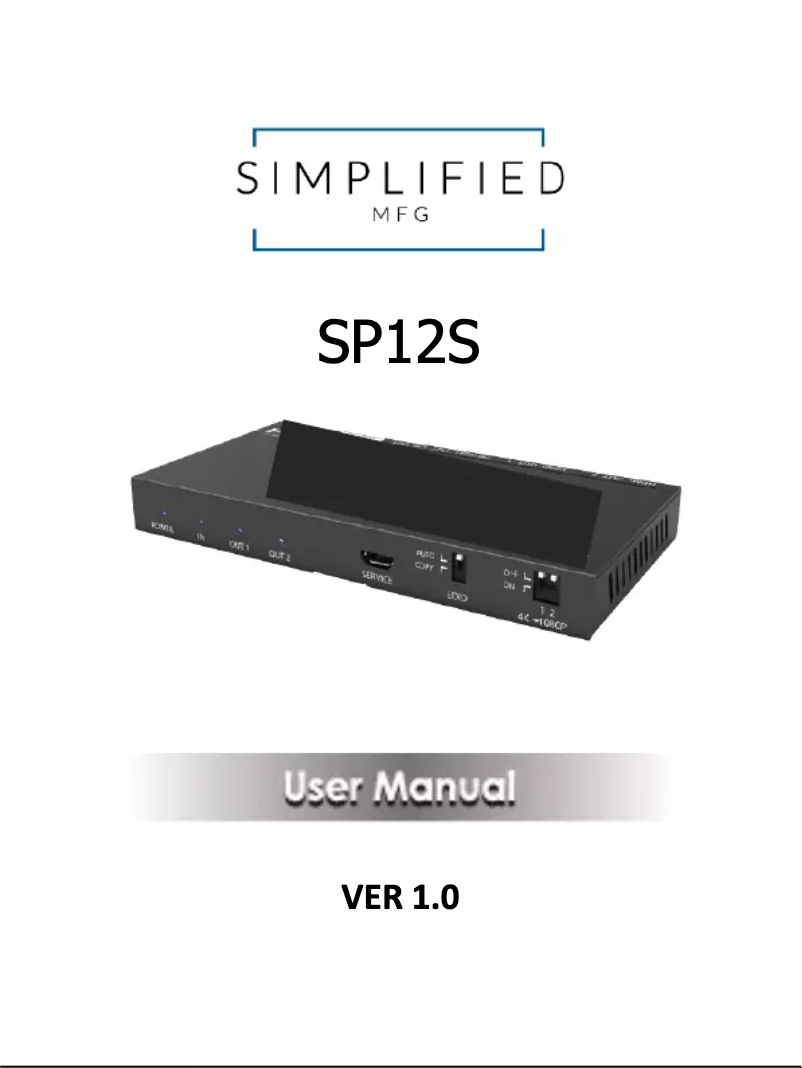 Page 1 de la notice Manuel utilisateur Simplified MFG SP12S