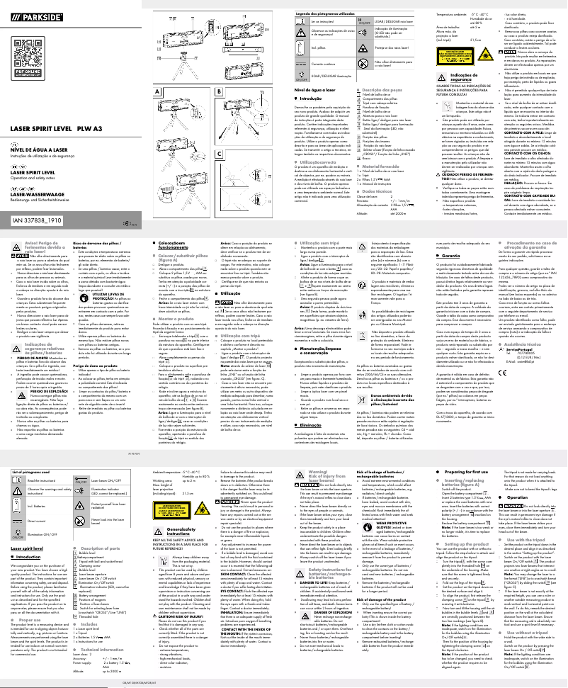 Page n°1 - Manuel utilisateur Parkside PLW A3