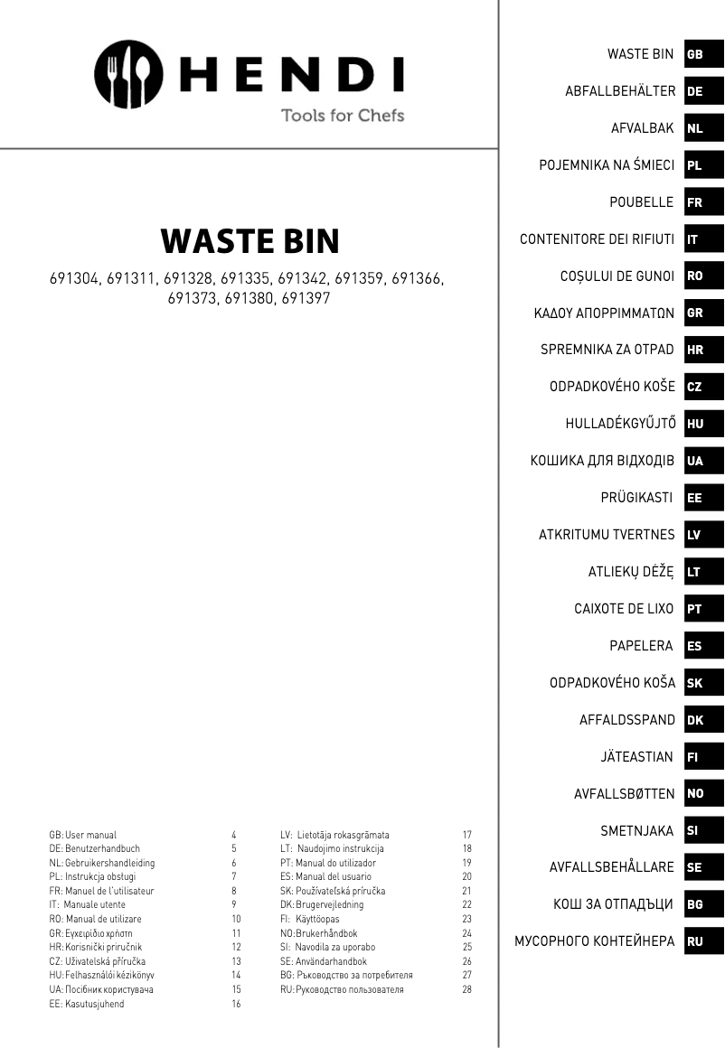 Page 1 de la notice Manuel utilisateur Hendi 691397