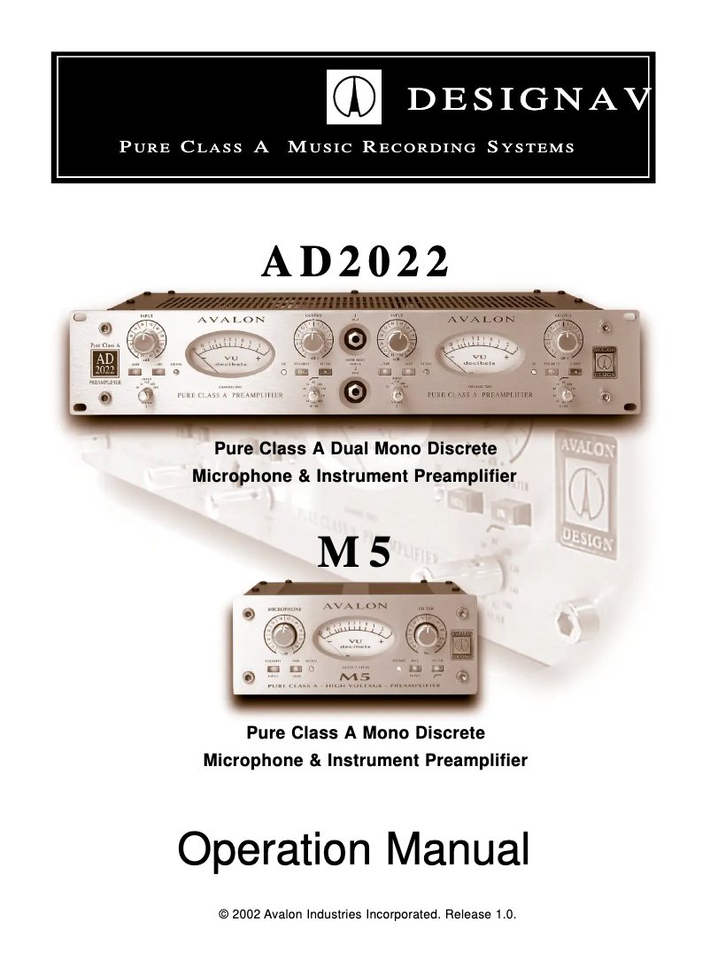 Page n°1 - Manuel utilisateur Avalon AD2022