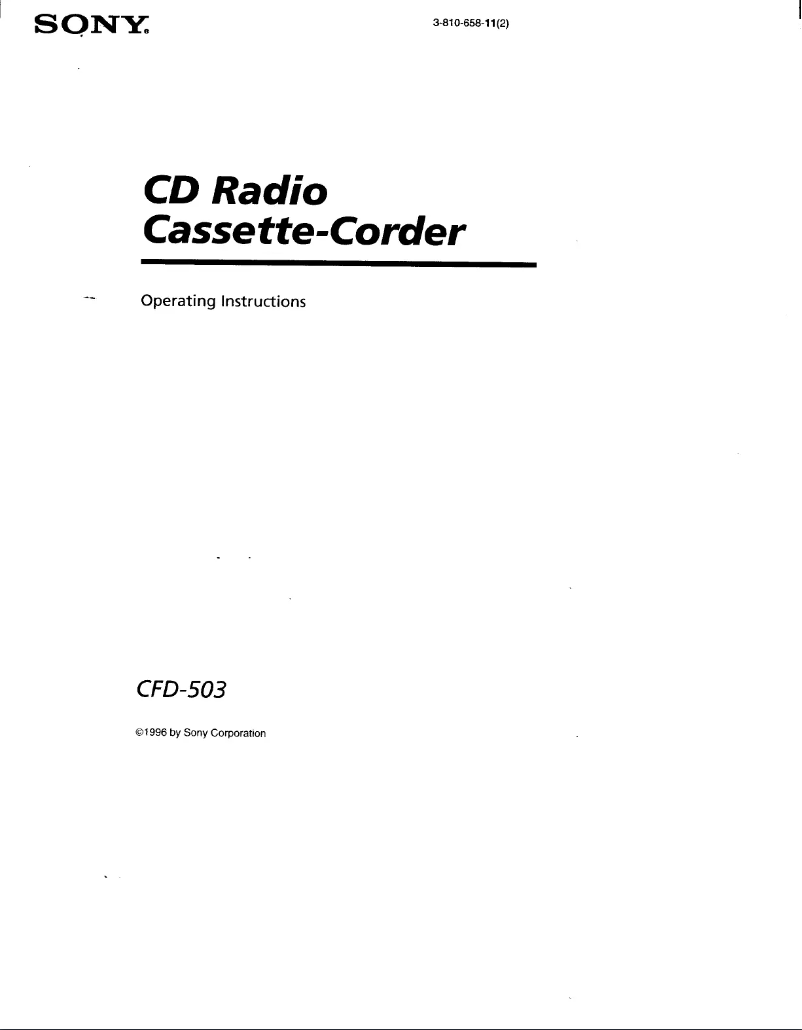 Page n°1 - Manuel utilisateur Sony CFD-503