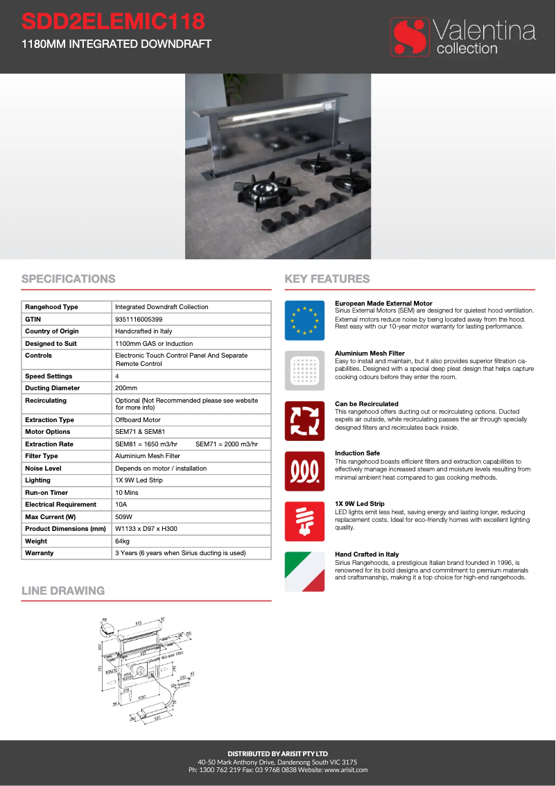 Page 1 de la notice Fiche technique Sirius SDD2ELEMIC118