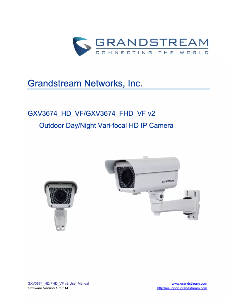 Page n°1 - Manuel utilisateur Grandstream GXV3674