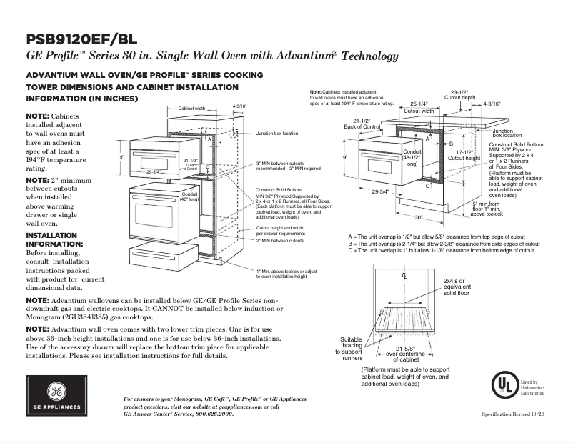Page 1 de la notice Fiche technique GE PSB9120EFES
