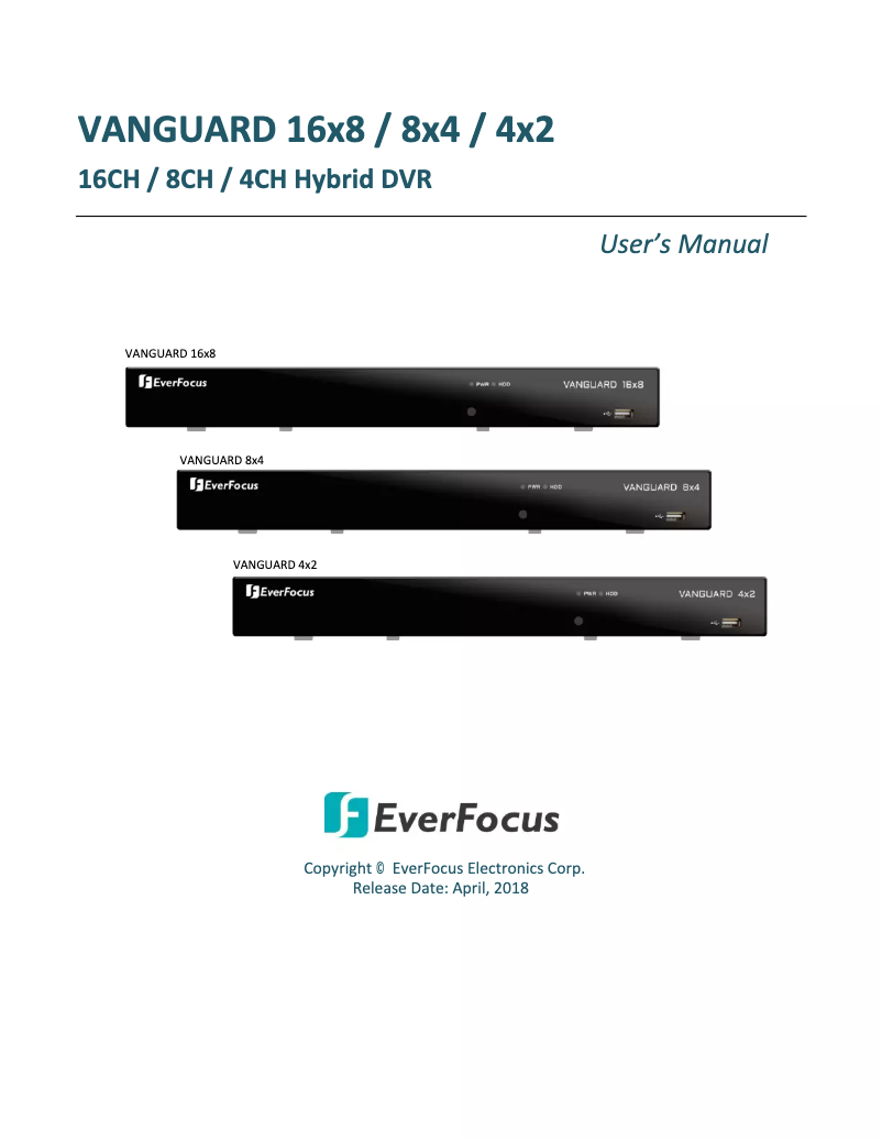 Image de la première page du manuel de l'appareil VANGUARD 16x8 PLUS Hybrid DVR