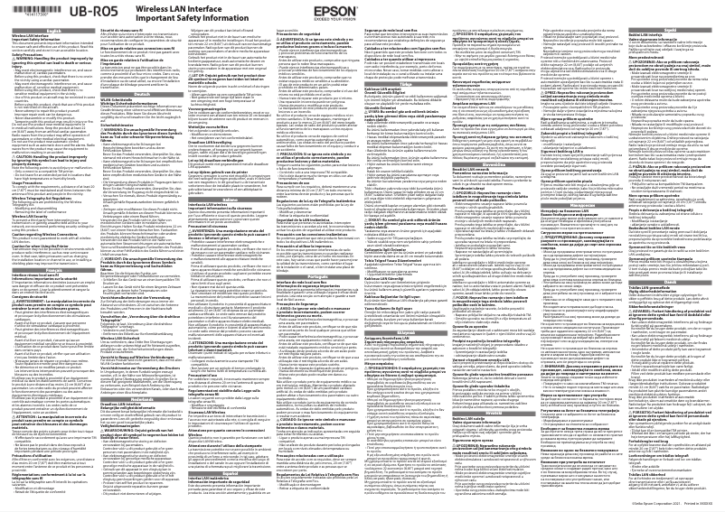 Page 1 de la notice Instructions de sécurité Epson UB-R05