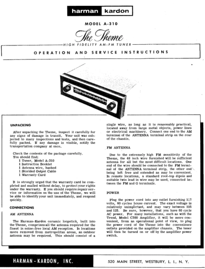 Page 1 de la notice Manuel utilisateur Harman Kardon A310