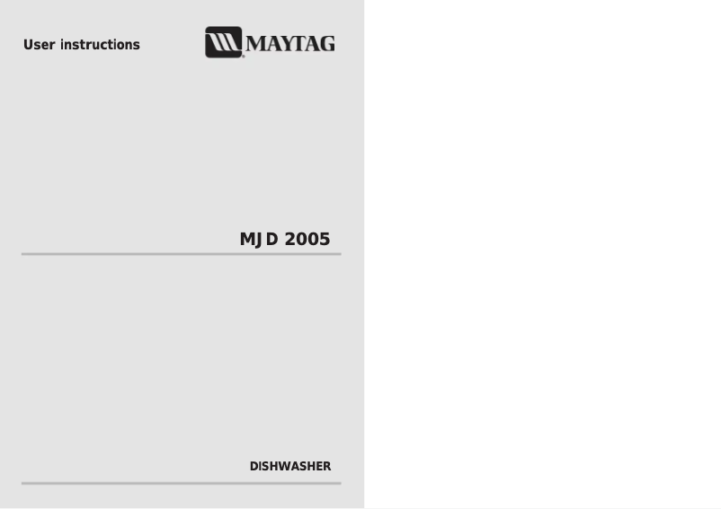 Page n°1 - Manuel utilisateur Maytag MJD2005AAW