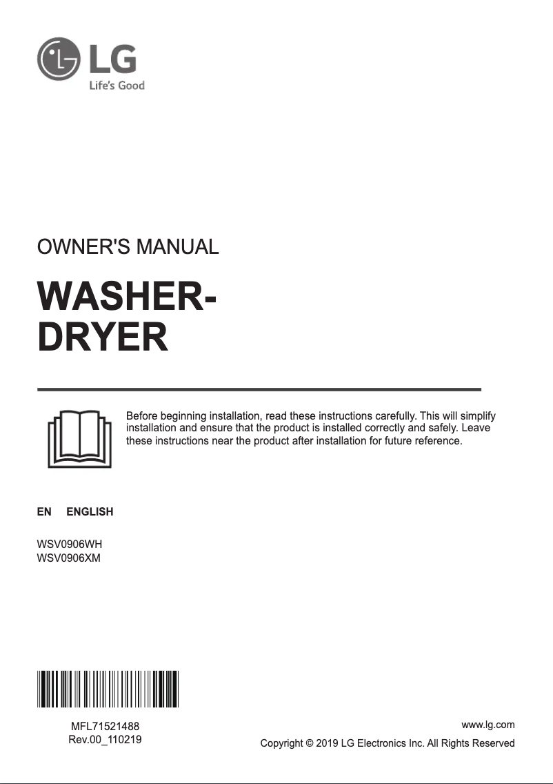 Página 1 del manual Manual de usuario LG WSV0906WH