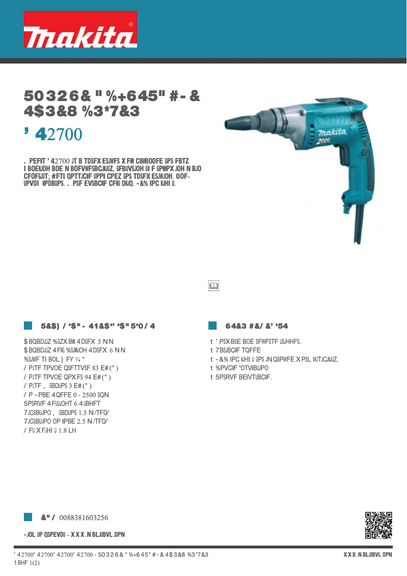 Page 1 de la notice Fiche technique Makita FS2700