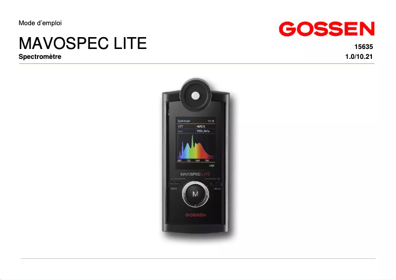 Page n°1 - Manuel utilisateur Gossen MAVOSPEC LITE